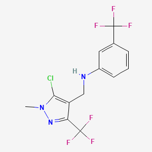 molecular formula C13H10ClF6N3 B2528717 N-{[5-chloro-1-methyl-3-(trifluoromethyl)-1H-pyrazol-4-yl]methyl}-3-(trifluoromethyl)aniline CAS No. 956756-17-5