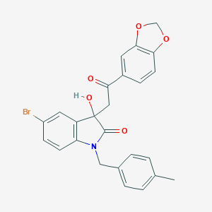 3-[2-(1,3-Benzodioxol-5-yl)-2-oxoethyl]-5-bromo-3-hydroxy-1-[(4-methylphenyl)methyl]indol-2-one