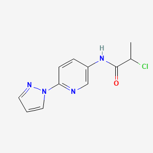 molecular formula C11H11ClN4O B2528722 2-chloro-N-(6-pyrazol-1-ylpyridin-3-yl)propanamide CAS No. 1153183-82-4
