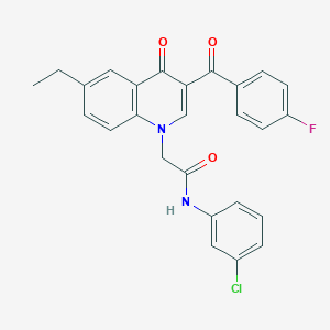 molecular formula C26H20ClFN2O3 B2528727 N-(3-chlorophenyl)-2-(6-ethyl-3-(4-fluorobenzoyl)-4-oxoquinolin-1(4H)-yl)acetamide CAS No. 895653-03-9