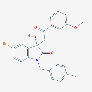 molecular formula C25H22BrNO4 B252873 5-bromo-3-hydroxy-3-[2-(3-methoxyphenyl)-2-oxoethyl]-1-(4-methylbenzyl)-1,3-dihydro-2H-indol-2-one 