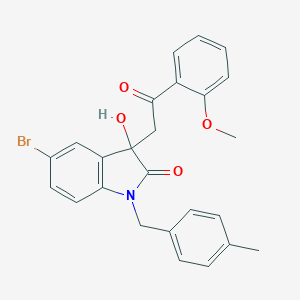 molecular formula C25H22BrNO4 B252874 5-bromo-3-hydroxy-3-[2-(2-methoxyphenyl)-2-oxoethyl]-1-(4-methylbenzyl)-1,3-dihydro-2H-indol-2-one 