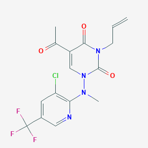 molecular formula C16H14ClF3N4O3 B2528751 5-acetyl-3-allyl-1-[[3-chloro-5-(trifluoromethyl)-2-pyridinyl](methyl)amino]-2,4(1H,3H)-pyrimidinedione CAS No. 338399-63-6