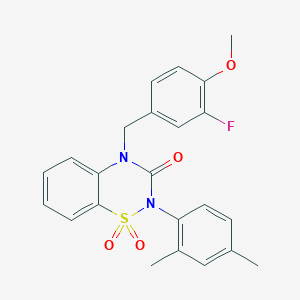 molecular formula C23H21FN2O4S B2528752 2-(2,4-dimethylphenyl)-4-(3-fluoro-4-methoxybenzyl)-2H-1,2,4-benzothiadiazin-3(4H)-one 1,1-dioxide CAS No. 1031970-12-3