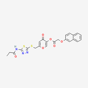 molecular formula C23H19N3O6S2 B2528763 4-氧代-6-(((5-丙酰氨基-1,3,4-噻二唑-2-基)硫代)甲基)-4H-吡喃-3-基 2-(萘-2-氧基)乙酸酯 CAS No. 896007-25-3