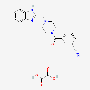 molecular formula C22H21N5O5 B2528764 3-(4-((1H-benzo[d]imidazol-2-yl)methyl)piperazine-1-carbonyl)benzonitrile oxalate CAS No. 1351644-51-3