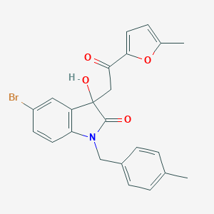 molecular formula C23H20BrNO4 B252877 5-bromo-3-hydroxy-1-(4-methylbenzyl)-3-[2-(5-methyl-2-furyl)-2-oxoethyl]-1,3-dihydro-2H-indol-2-one 