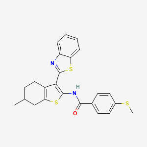 molecular formula C24H22N2OS3 B2528773 N-(3-(benzo[d]thiazol-2-yl)-6-methyl-4,5,6,7-tetrahydrobenzo[b]thiophen-2-yl)-4-(methylthio)benzamide CAS No. 922812-15-5