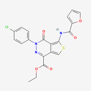 molecular formula C20H14ClN3O5S B2528774 3-(4-氯苯基)-5-(呋喃-2-甲酰胺基)-4-氧代-3,4-二氢噻吩并[3,4-d]嘧啶-1-甲酸乙酯 CAS No. 851950-90-8