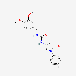 molecular formula C22H27N3O4 B2528775 1-(3-Ethoxy-4-methoxybenzyl)-3-(5-oxo-1-(p-tolyl)pyrrolidin-3-yl)urea CAS No. 894024-09-0