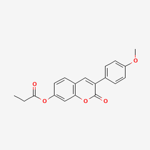 molecular formula C19H16O5 B2528777 3-(4-methoxyphenyl)-2-oxo-2H-chromen-7-yl propanoate CAS No. 869080-13-7