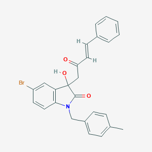 molecular formula C26H22BrNO3 B252878 5-bromo-3-hydroxy-1-(4-methylbenzyl)-3-(2-oxo-4-phenyl-3-butenyl)-1,3-dihydro-2H-indol-2-one 