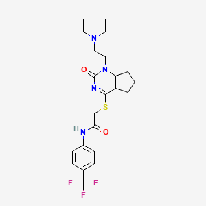 molecular formula C22H27F3N4O2S B2528780 2-((1-(2-(diethylamino)ethyl)-2-oxo-2,5,6,7-tetrahydro-1H-cyclopenta[d]pyrimidin-4-yl)thio)-N-(4-(trifluoromethyl)phenyl)acetamide CAS No. 898451-67-7