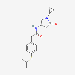molecular formula C18H24N2O2S B2528786 N-(1-cyclopropyl-5-oxopyrrolidin-3-yl)-2-(4-(isopropylthio)phenyl)acetamide CAS No. 1396794-54-9