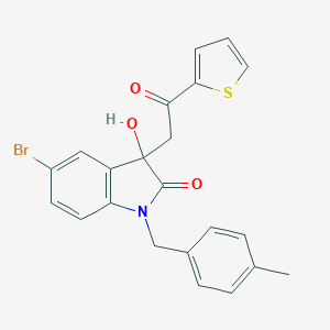 molecular formula C22H18BrNO3S B252879 5-bromo-3-hydroxy-1-(4-methylbenzyl)-3-[2-oxo-2-(2-thienyl)ethyl]-1,3-dihydro-2H-indol-2-one 