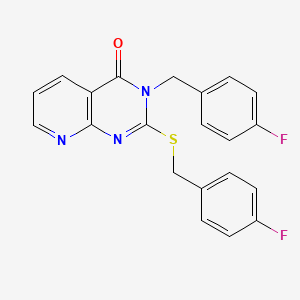 molecular formula C21H15F2N3OS B2528793 3-(4-fluorobenzyl)-2-((4-fluorobenzyl)thio)pyrido[2,3-d]pyrimidin-4(3H)-one CAS No. 931726-63-5