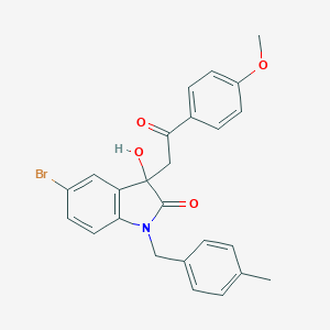 molecular formula C25H22BrNO4 B252880 5-bromo-3-hydroxy-3-[2-(4-methoxyphenyl)-2-oxoethyl]-1-(4-methylbenzyl)-1,3-dihydro-2H-indol-2-one 