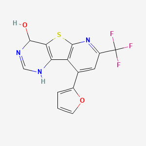 molecular formula C14H8F3N3O2S B2528803 9-(2-Furyl)-7-(trifluoromethyl)-3,4-dihydropyrido[3',2':4,5]thieno[3,2-d]pyrimidin-4-ol CAS No. 1429496-04-7