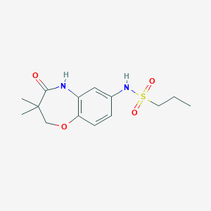 molecular formula C14H20N2O4S B2528804 N-(3,3-dimethyl-4-oxo-2,3,4,5-tetrahydrobenzo[b][1,4]oxazepin-7-yl)propane-1-sulfonamide CAS No. 922057-92-9