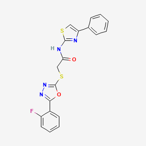 2-((5-(2-fluorophenyl)-1,3,4-oxadiazol-2-yl)thio)-N-(4-phenylthiazol-2-yl)acetamide