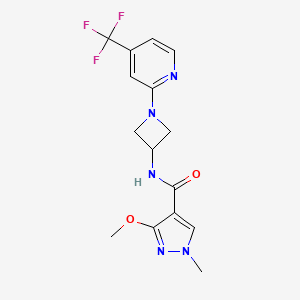 molecular formula C15H16F3N5O2 B2528824 3-Methoxy-1-methyl-N-[1-[4-(trifluoromethyl)pyridin-2-yl]azetidin-3-yl]pyrazole-4-carboxamide CAS No. 2415602-03-6