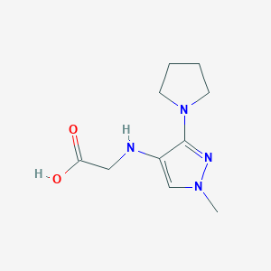 molecular formula C10H16N4O2 B2528828 2-[(1-Methyl-3-pyrrolidin-1-ylpyrazol-4-yl)amino]acetic acid CAS No. 2247206-56-8