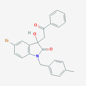 molecular formula C24H20BrNO3 B252883 5-bromo-3-hydroxy-1-(4-methylbenzyl)-3-(2-oxo-2-phenylethyl)-1,3-dihydro-2H-indol-2-one 