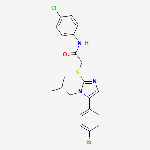 molecular formula C21H21BrClN3OS B2528835 2-((5-(4-bromophenyl)-1-isobutyl-1H-imidazol-2-yl)thio)-N-(4-chlorophenyl)acetamide CAS No. 1207021-28-0