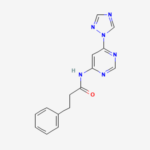 molecular formula C15H14N6O B2528839 N-(6-(1H-1,2,4-triazol-1-yl)pyrimidin-4-yl)-3-phenylpropanamide CAS No. 1448133-17-2