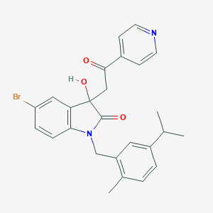 molecular formula C26H25BrN2O3 B252884 5-bromo-3-hydroxy-1-[2-methyl-5-(propan-2-yl)benzyl]-3-[2-oxo-2-(pyridin-4-yl)ethyl]-1,3-dihydro-2H-indol-2-one 