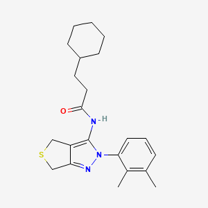 molecular formula C22H29N3OS B2528840 3-cyclohexyl-N-[2-(2,3-dimethylphenyl)-4,6-dihydrothieno[3,4-c]pyrazol-3-yl]propanamide CAS No. 450343-79-0