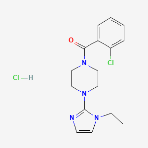 molecular formula C16H20Cl2N4O B2528843 (2-chlorophenyl)(4-(1-ethyl-1H-imidazol-2-yl)piperazin-1-yl)methanone hydrochloride CAS No. 1189656-43-6