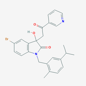molecular formula C26H25BrN2O3 B252885 5-bromo-3-hydroxy-1-[2-methyl-5-(propan-2-yl)benzyl]-3-[2-oxo-2-(pyridin-3-yl)ethyl]-1,3-dihydro-2H-indol-2-one 