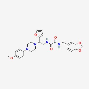 molecular formula C27H30N4O6 B2528851 N1-(苯并[d][1,3]二氧杂环-5-基甲基)-N2-(2-(呋喃-2-基)-2-(4-(4-甲氧基苯基)哌嗪-1-基)乙基)草酰胺 CAS No. 877634-02-1