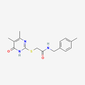 molecular formula C16H19N3O2S B2528853 2-((4,5-dimethyl-6-oxo-1,6-dihydropyrimidin-2-yl)thio)-N-(4-methylbenzyl)acetamide CAS No. 899991-09-4