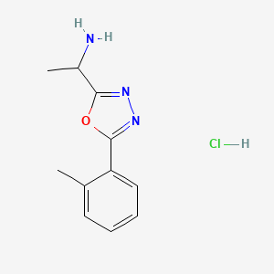 molecular formula C11H14ClN3O B2528860 1-[5-(2-Methylphenyl)-1,3,4-oxadiazol-2-yl]ethan-1-amine hydrochloride CAS No. 1417634-16-2