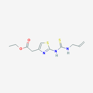 molecular formula C11H15N3O2S2 B2528861 Ethyl 2-(2-{[(prop-2-enylamino)thioxomethyl]amino}-1,3-thiazol-4-yl)acetate CAS No. 881446-33-9