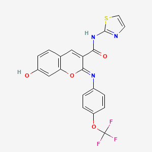 molecular formula C20H12F3N3O4S B2528863 (2Z)-7-hydroxy-N-(1,3-thiazol-2-yl)-2-{[4-(trifluoromethoxy)phenyl]imino}-2H-chromene-3-carboxamide CAS No. 1327183-85-6