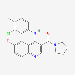 (4-((3-Chloro-4-methylphenyl)amino)-6-fluoroquinolin-3-yl)(pyrrolidin-1-yl)methanone