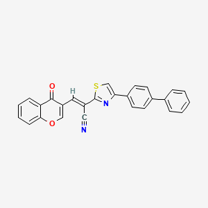 molecular formula C27H16N2O2S B2528866 (E)-3-(4-oxochromen-3-yl)-2-[4-(4-phenylphenyl)-1,3-thiazol-2-yl]prop-2-enenitrile CAS No. 476674-26-7