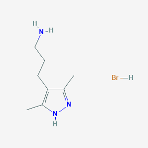 molecular formula C8H16BrN3 B2528867 3-(3,5-Dimethyl-1H-pyrazol-4-yl)propan-1-amine;hydrobromide CAS No. 2418648-58-3