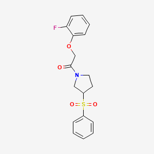 molecular formula C18H18FNO4S B2528869 2-(2-Fluorophenoxy)-1-(3-(phenylsulfonyl)pyrrolidin-1-yl)ethanone CAS No. 1788845-35-1