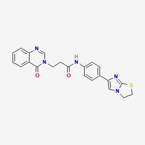 molecular formula C22H19N5O2S B2528872 N-(4-(2,3-dihydroimidazo[2,1-b]thiazol-6-yl)phenyl)-3-(4-oxoquinazolin-3(4H)-yl)propanamide CAS No. 1210035-14-5