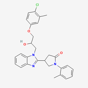 molecular formula C28H28ClN3O3 B2528874 4-{1-[3-(4-chloro-3-methylphenoxy)-2-hydroxypropyl]-1H-benzimidazol-2-yl}-1-(2-methylphenyl)pyrrolidin-2-one CAS No. 1112357-11-5