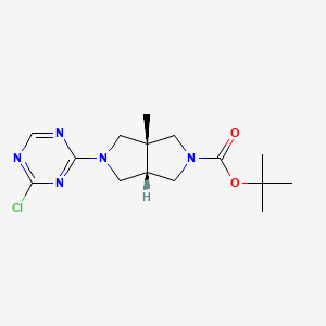 molecular formula C15H22ClN5O2 B2528880 Tert-butyl (3aR,6aS)-2-(4-chloro-1,3,5-triazin-2-yl)-3a-methyl-3,4,6,6a-tetrahydro-1H-pyrrolo[3,4-c]pyrrole-5-carboxylate CAS No. 2378490-54-9