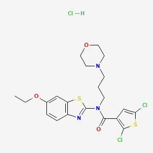 molecular formula C21H24Cl3N3O3S2 B2528885 2,5-dichloro-N-(6-ethoxybenzo[d]thiazol-2-yl)-N-(3-morpholinopropyl)thiophene-3-carboxamide hydrochloride CAS No. 1329846-00-5