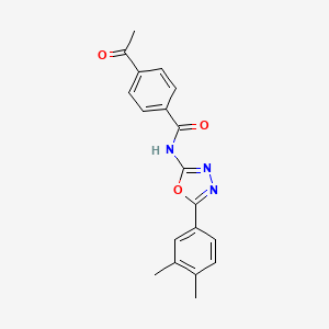 molecular formula C19H17N3O3 B2528886 4-acetyl-N-[5-(3,4-dimethylphenyl)-1,3,4-oxadiazol-2-yl]benzamide CAS No. 941959-57-5