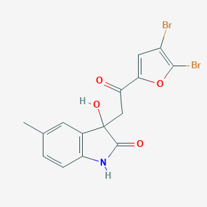 molecular formula C15H11Br2NO4 B252889 3-[2-(4,5-dibromofuran-2-yl)-2-oxoethyl]-3-hydroxy-5-methyl-1,3-dihydro-2H-indol-2-one 
