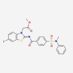 molecular formula C24H20FN3O5S2 B2528892 Methyl 2-[6-fluoro-2-[4-[methyl(phenyl)sulfamoyl]benzoyl]imino-1,3-benzothiazol-3-yl]acetate CAS No. 865198-26-1