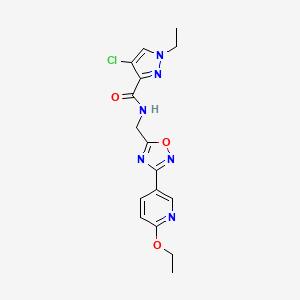 molecular formula C16H17ClN6O3 B2528908 4-chloro-N-((3-(6-ethoxypyridin-3-yl)-1,2,4-oxadiazol-5-yl)methyl)-1-ethyl-1H-pyrazole-3-carboxamide CAS No. 2034506-47-1